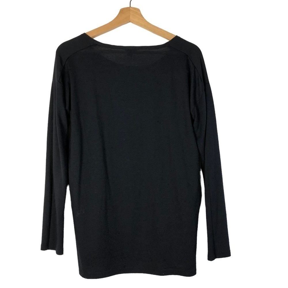 Ann Taylor Navy Blue Mixed Media Long Sleeve Top M